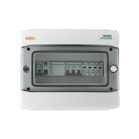 Inverter csatlakozó kapcsolóberendezés AC túlfeszültség-levezetővel 2. típus, 50A 3-F, RCD A típus 63A/300mA + 6A 1-F